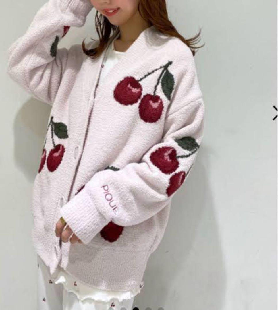 新品 gelato pique チェリージャガードカーディガン ピンク
