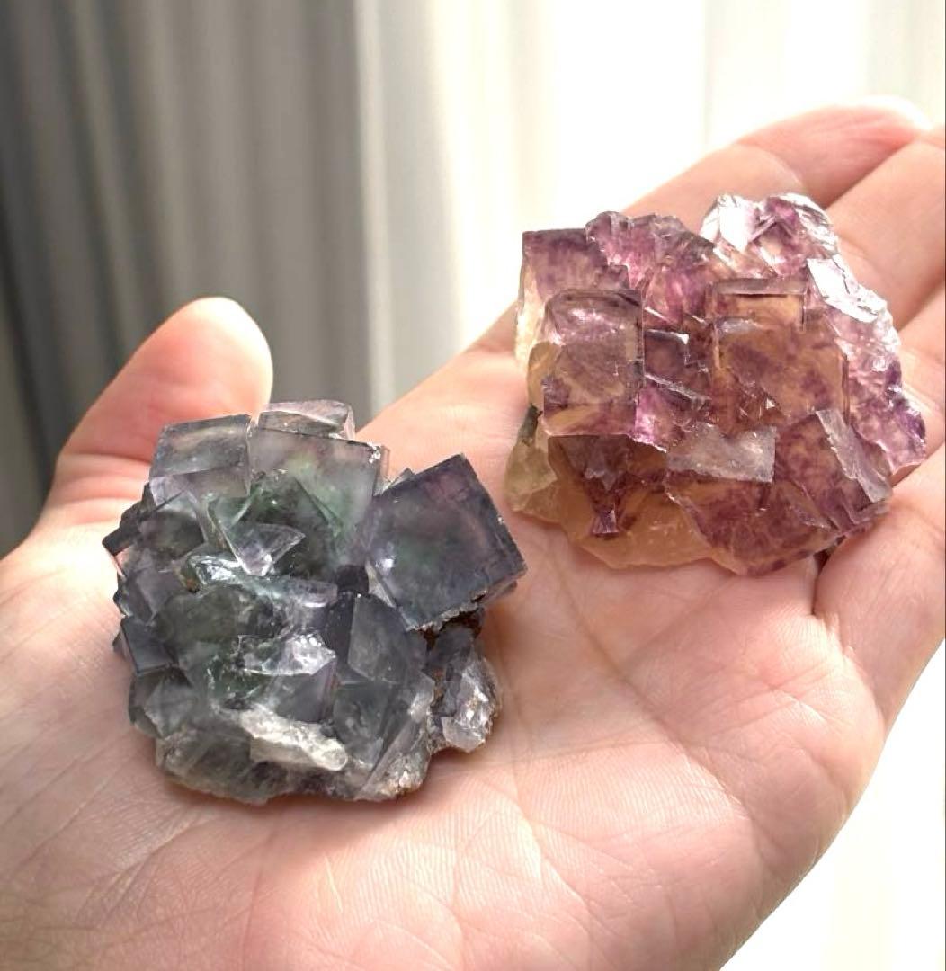 し*ま様 ナミビア産　オコルス　フローライト　2個セット　原石　鉱物標本