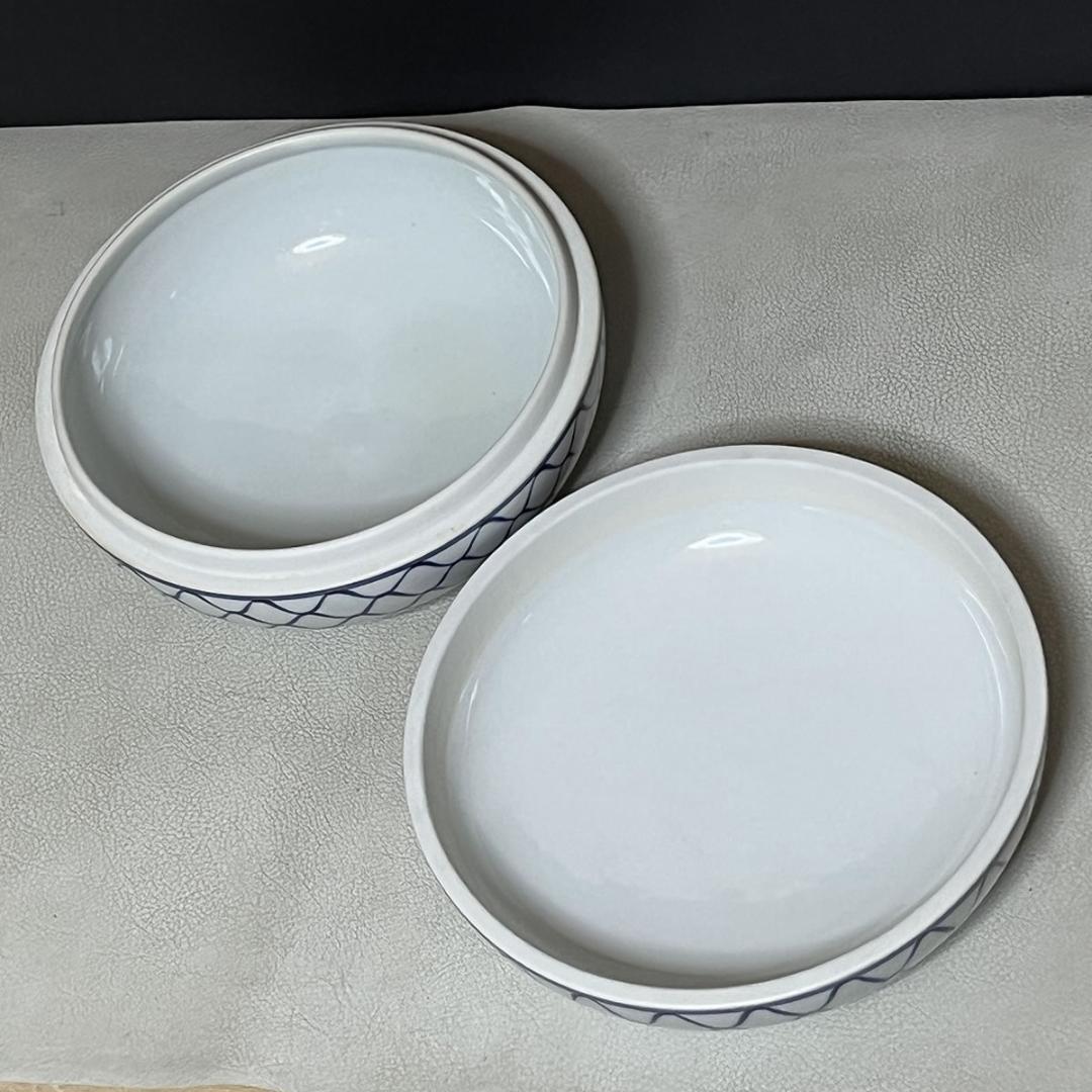 手塚祥堂 染付 網目 喰篭 共箱 平安 祥堂 喰籠 菓子器 茶道具 k3470