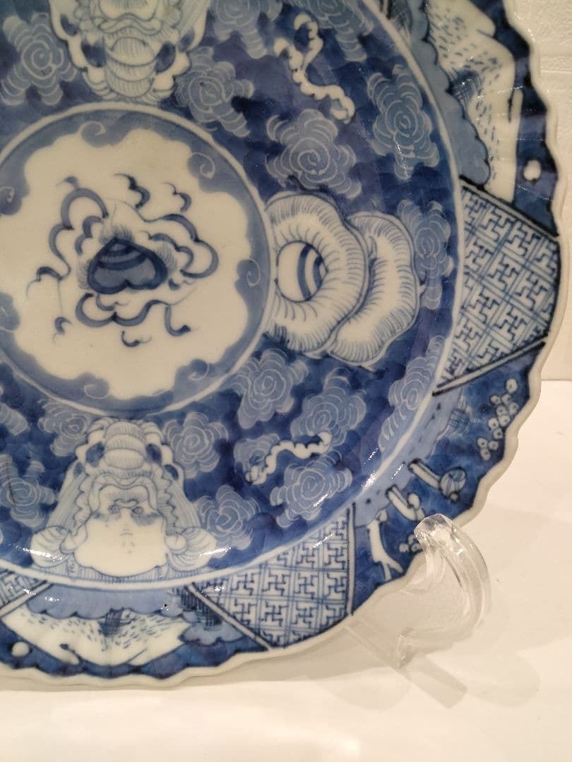 S330-3 中国古玩　南京　清朝古染め付け　皿　N