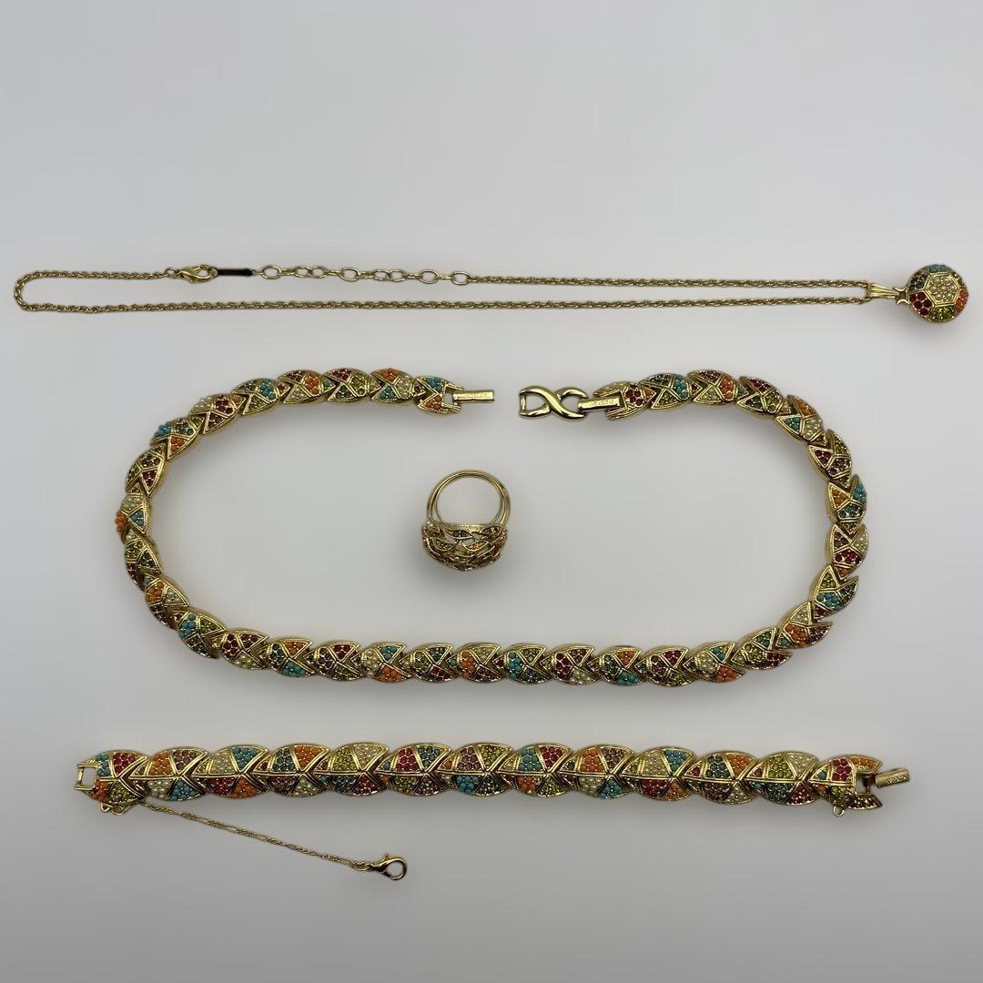 ドーラン　マルチカラー　カラーストーン　ゴールド　アクセサリー　セット