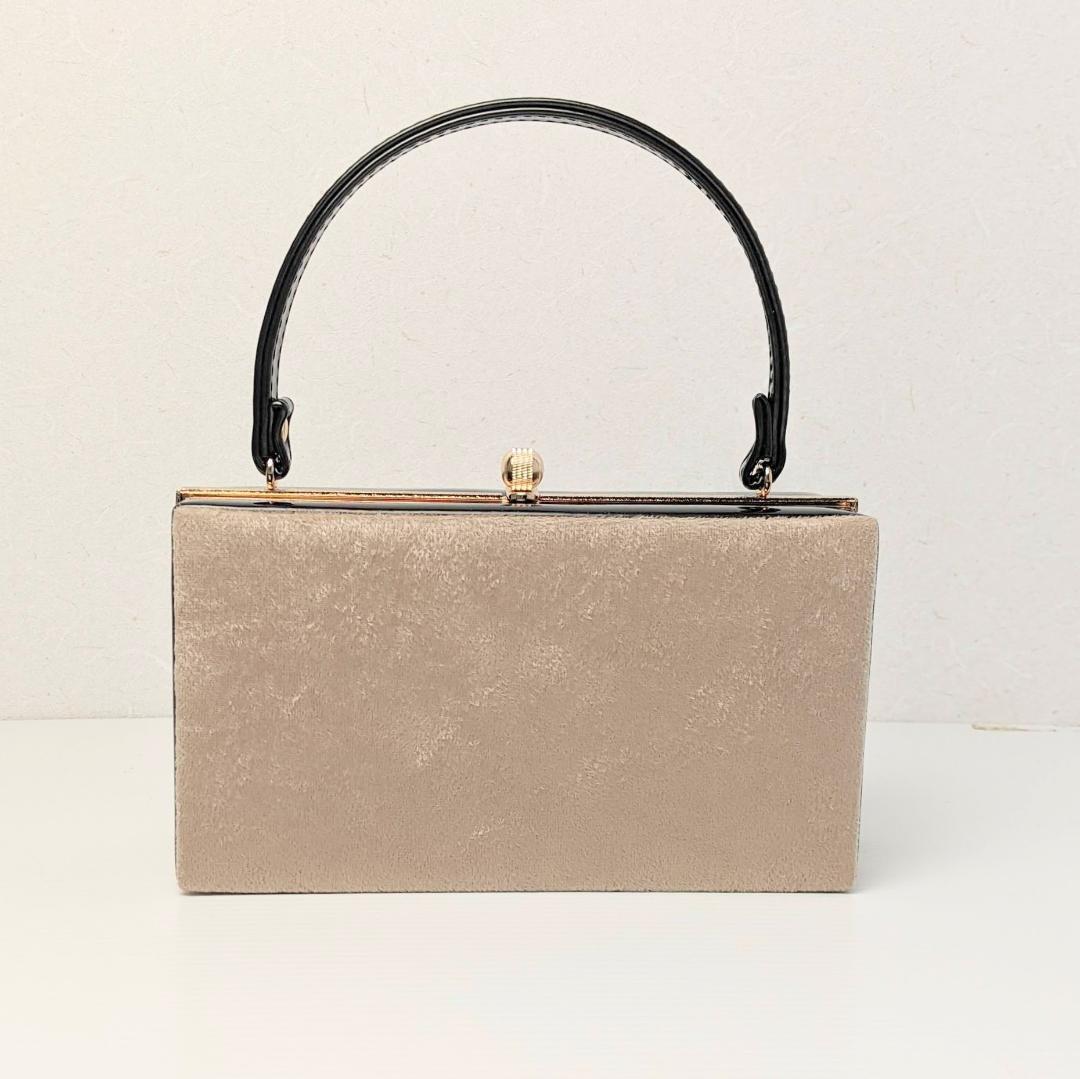 ベロア 3枚芯 ハイヒール 草履バッグ セット ダークブラウン×ベージュ u64