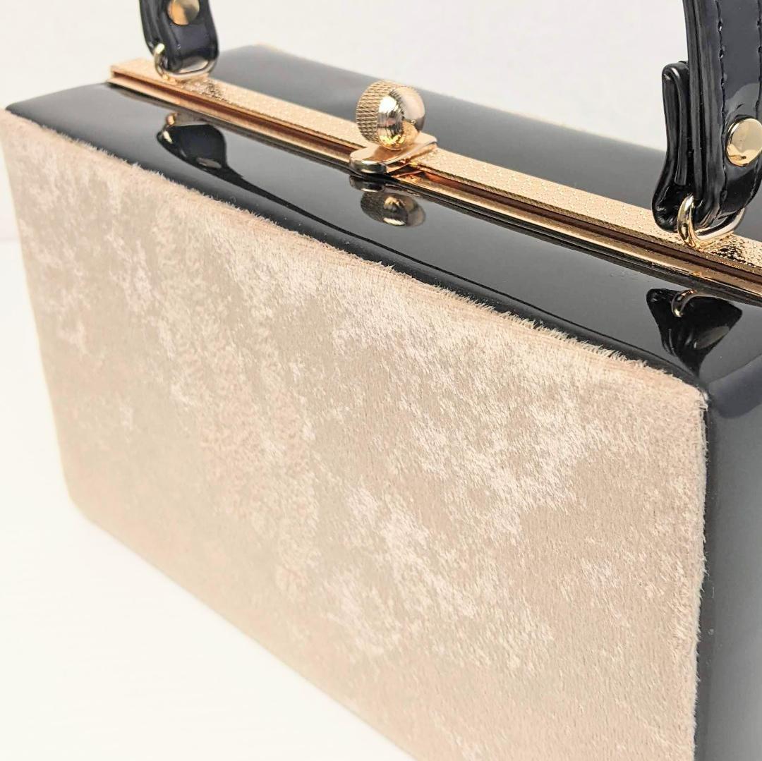 ベロア 3枚芯 ハイヒール 草履バッグ セット ダークブラウン×ベージュ u64