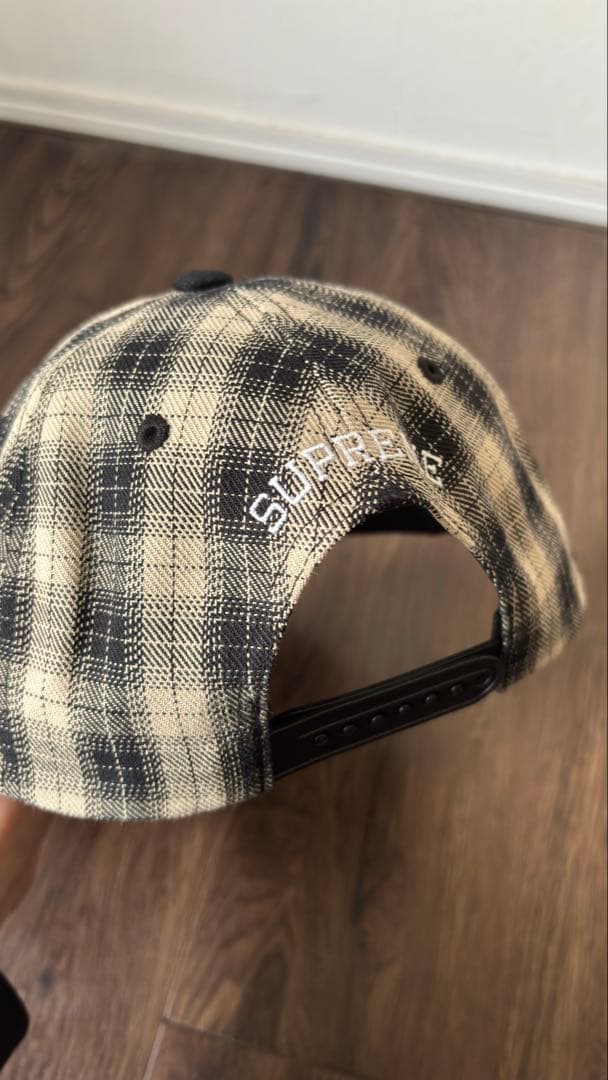 帽子 Supreme Script Logo 6-Panel Black Plaid
