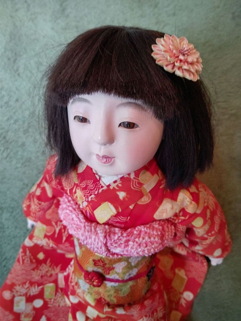 芳龍斎 上手　市松人形 昭和16年～20年 腕布交換済み 梨地 人形