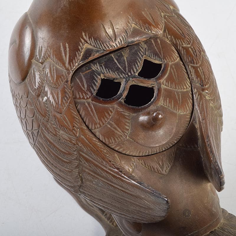 加州金岡宗幸作　鋳銅製　鳳凰香炉　共箱　G　R9516B