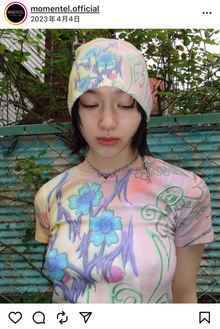 momentel 花柄デザイン ニットビーニー