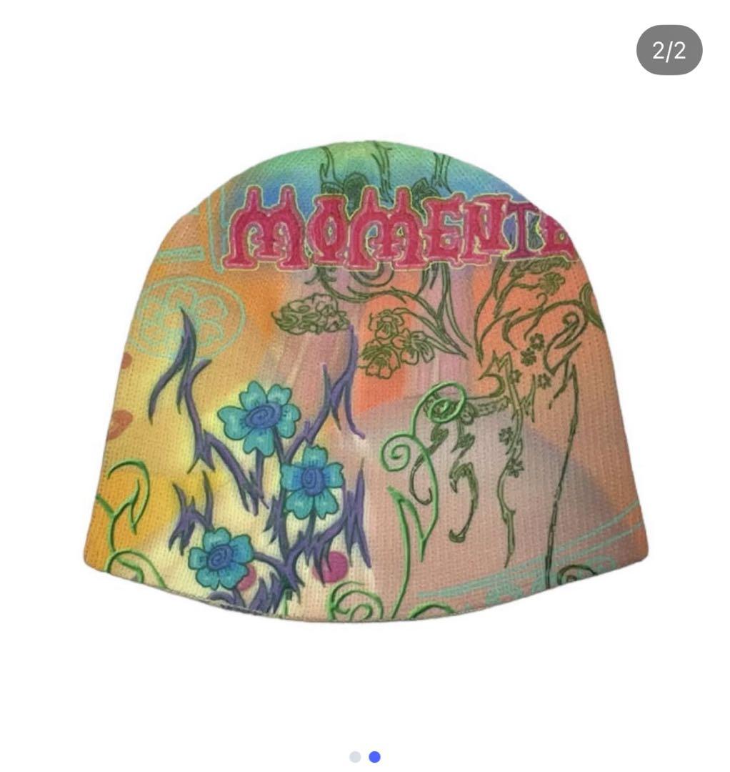 momentel 花柄デザイン ニットビーニー