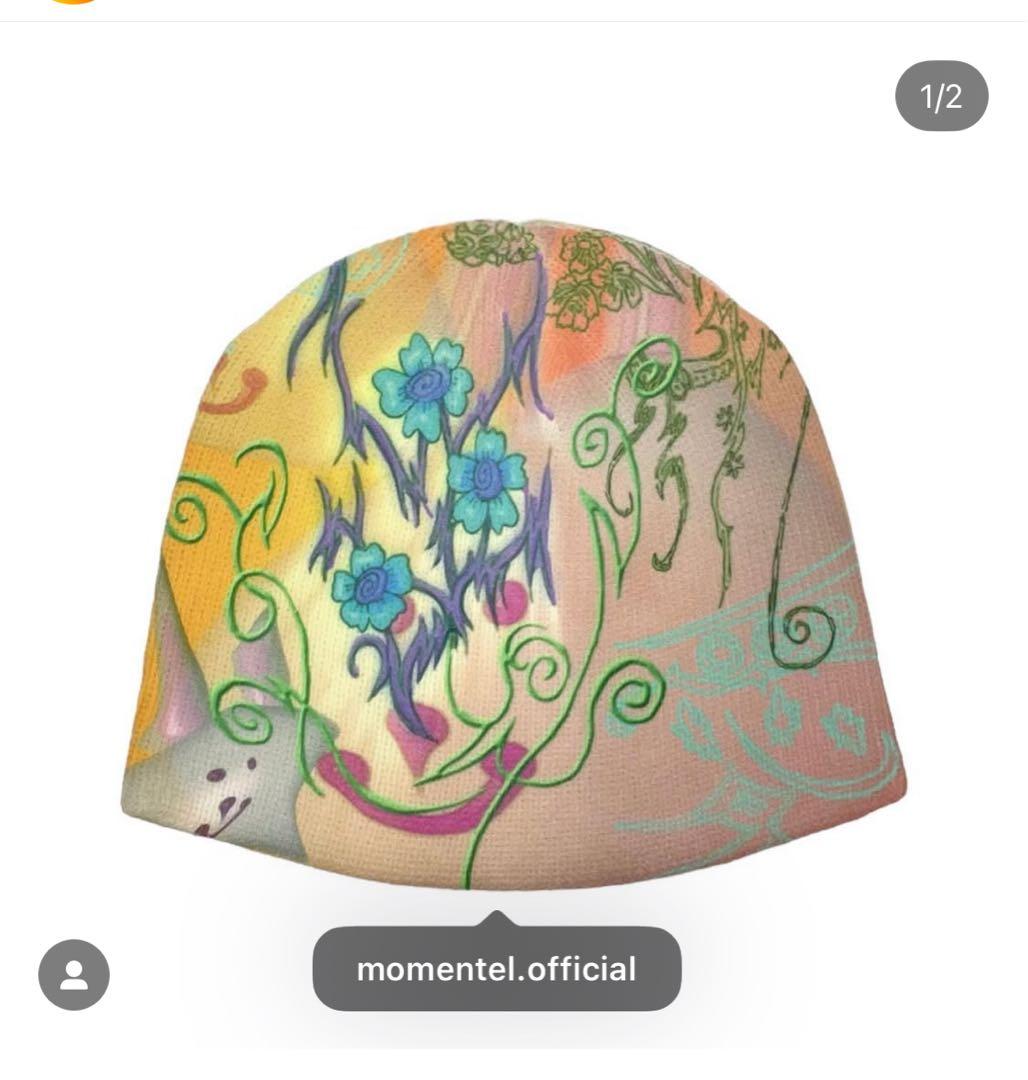 momentel 花柄デザイン ニットビーニー