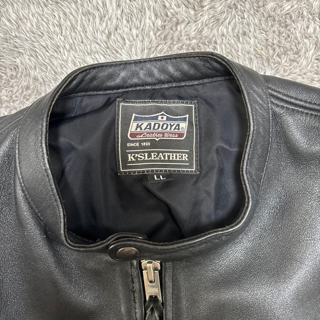 専用　　　KADOYA ブラックレザー シングルライダースジャケット LL