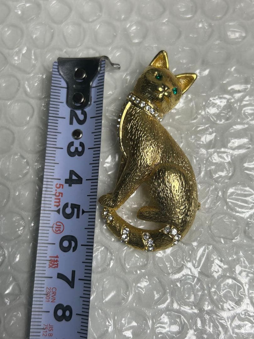 サインなしクリスタルラインストーン 子猫 ブローチピン