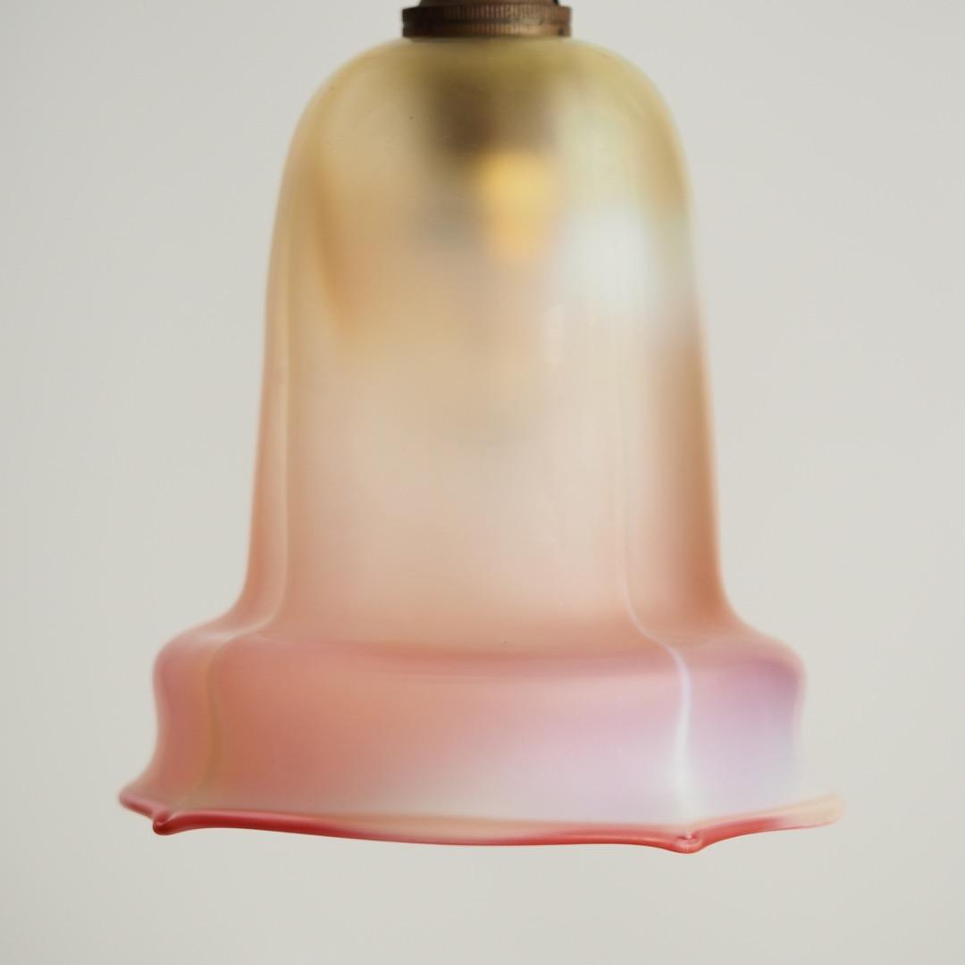 シェードランプ ヴァセリンガラス 天吊りランプ / アンティーク 英国製