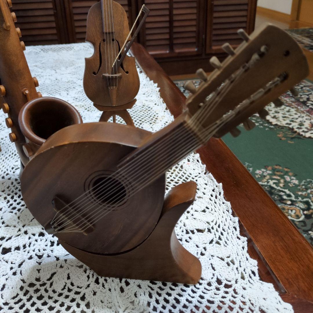 更に値下げ　木製ミニチュア楽器セット　オルゴール