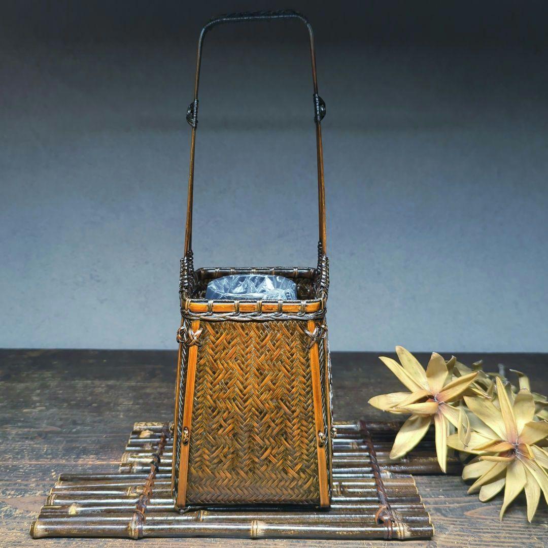 茶道具　華道具　竹細工　網代　竹籠　花籠　花器　花生け（竹製花台竹筏・おとし付）