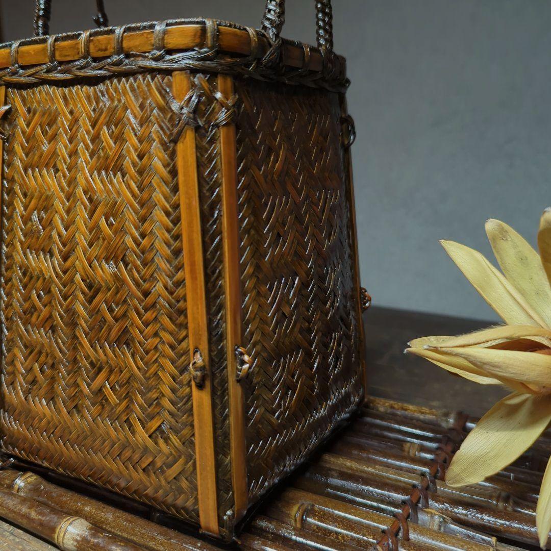 茶道具　華道具　竹細工　網代　竹籠　花籠　花器　花生け（竹製花台竹筏・おとし付）