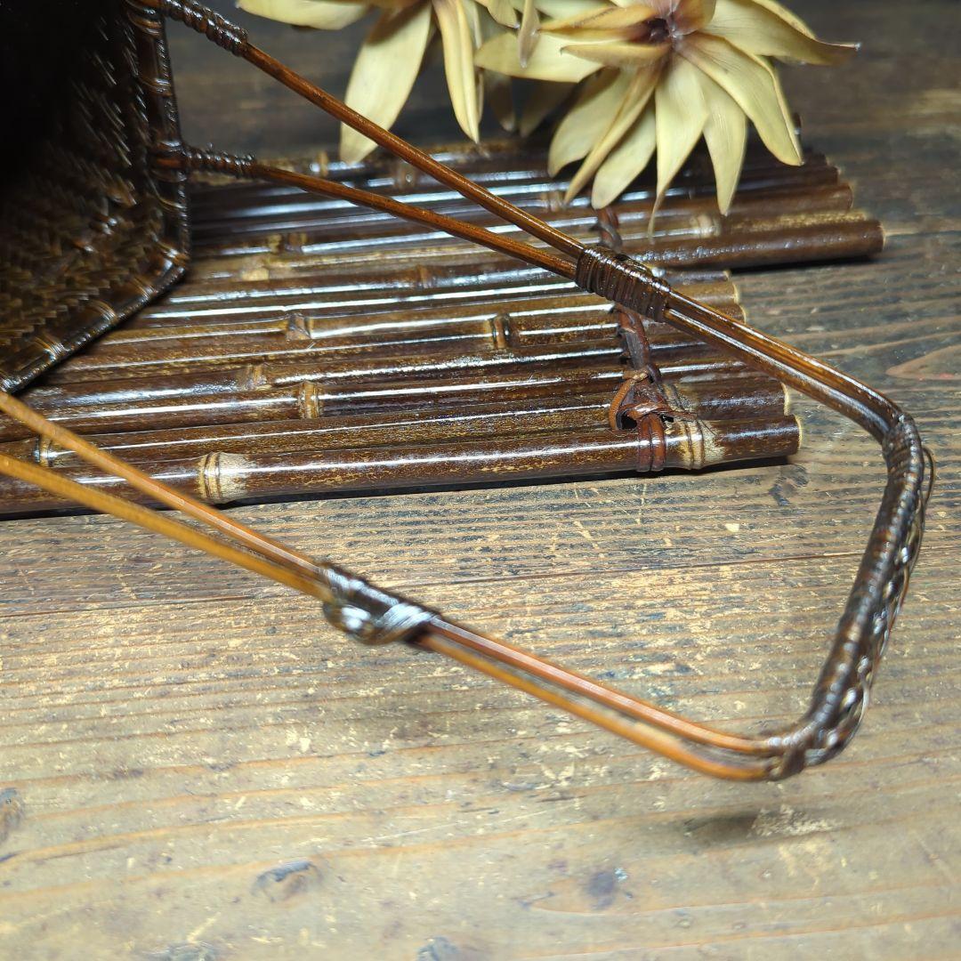 茶道具　華道具　竹細工　網代　竹籠　花籠　花器　花生け（竹製花台竹筏・おとし付）