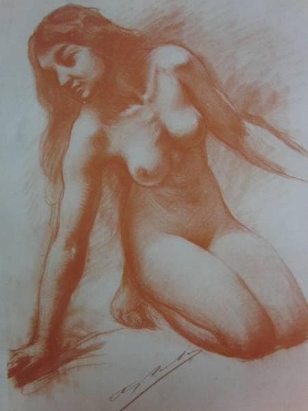 1903年　フランス～ＰＡＲＩＳ　裸婦、希少画集画、額装付