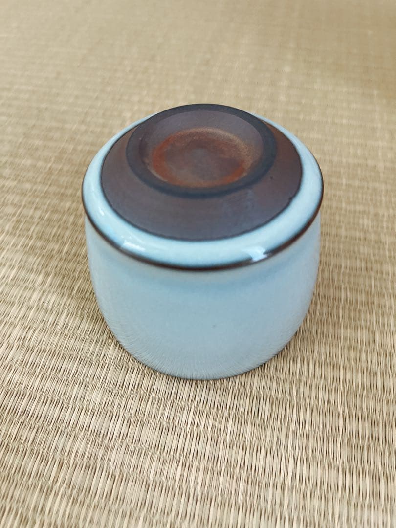 【未使用】小石原焼　人間国宝　福島善三　中野月白瓷ぐい呑　共箱　共布