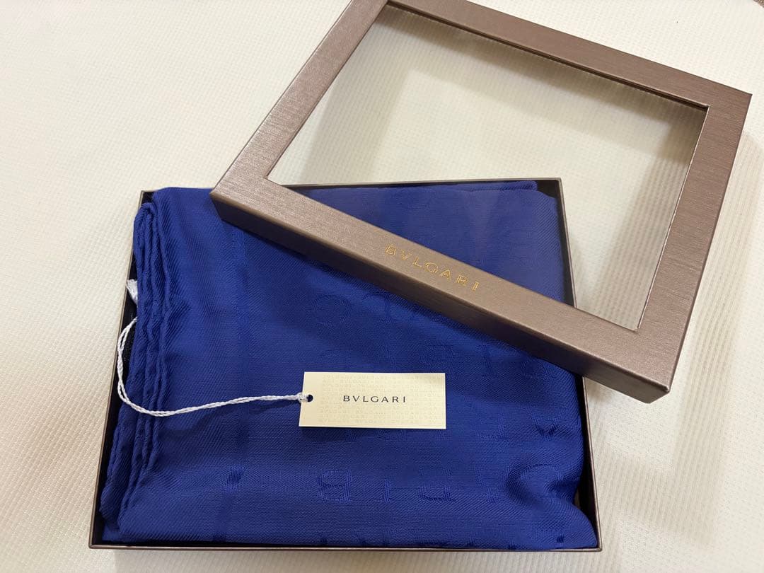 【新品未使用】BVLGARI ブルガリ　マフラー　ストール　ブルー