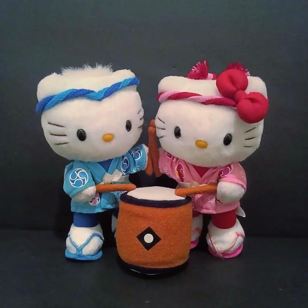 ハローキティ&ディアダニエル　ペア　お祭りシリーズ 太鼓 ぬいぐるみ