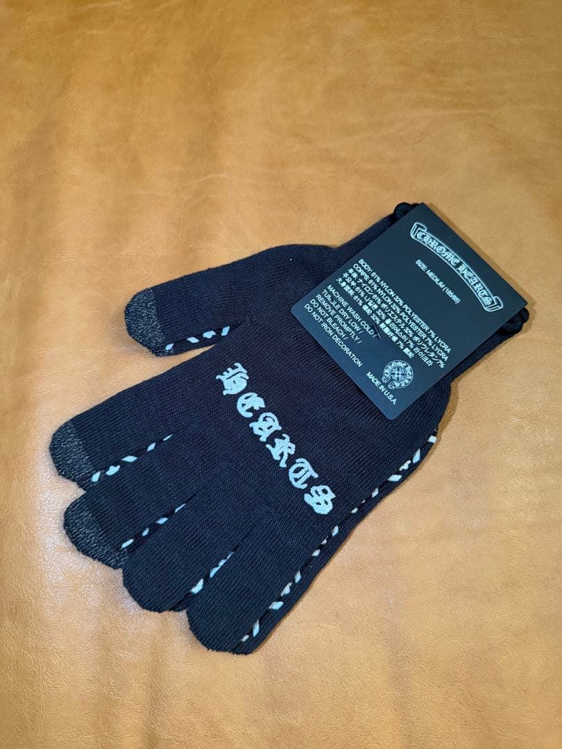 新品 CHROME HEARTS クロムハーツ グローブ ロゴ 手袋 ブラック