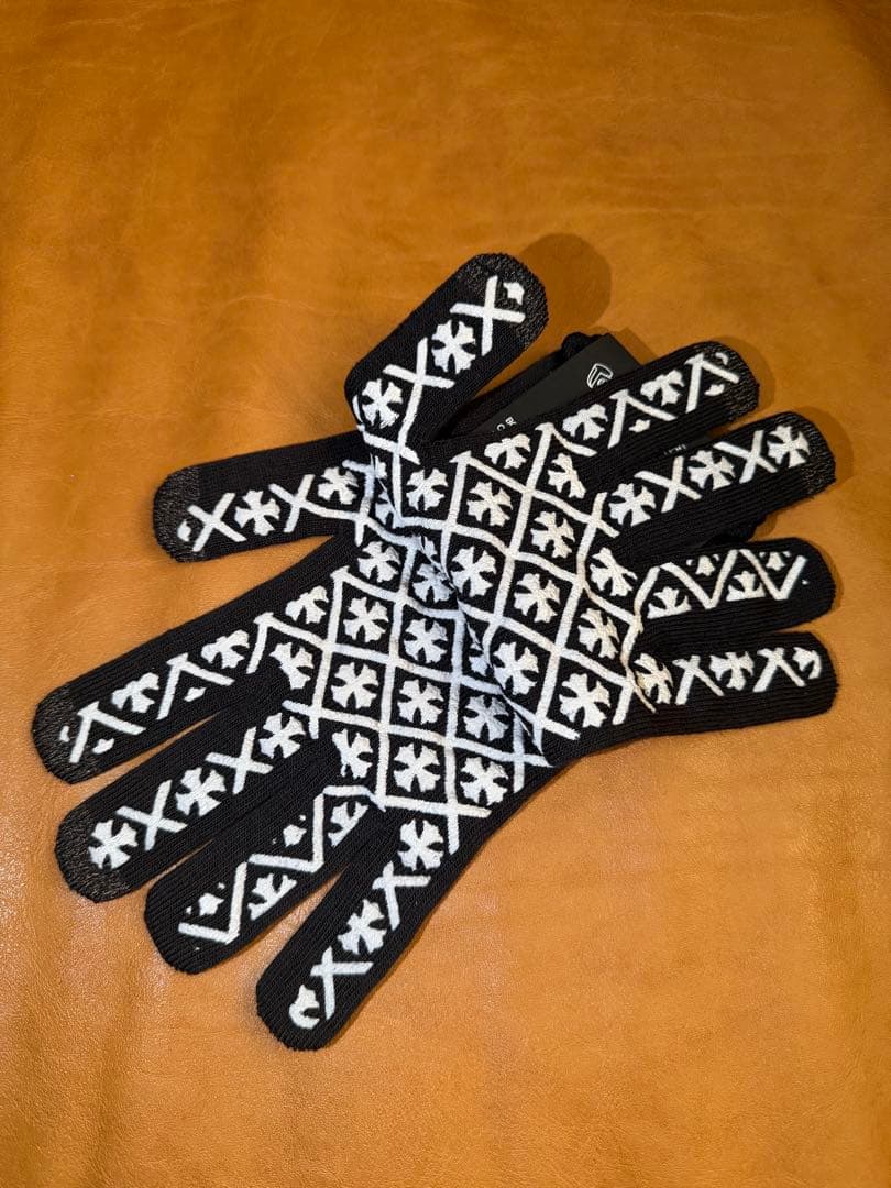 新品 CHROME HEARTS クロムハーツ グローブ ロゴ 手袋 ブラック