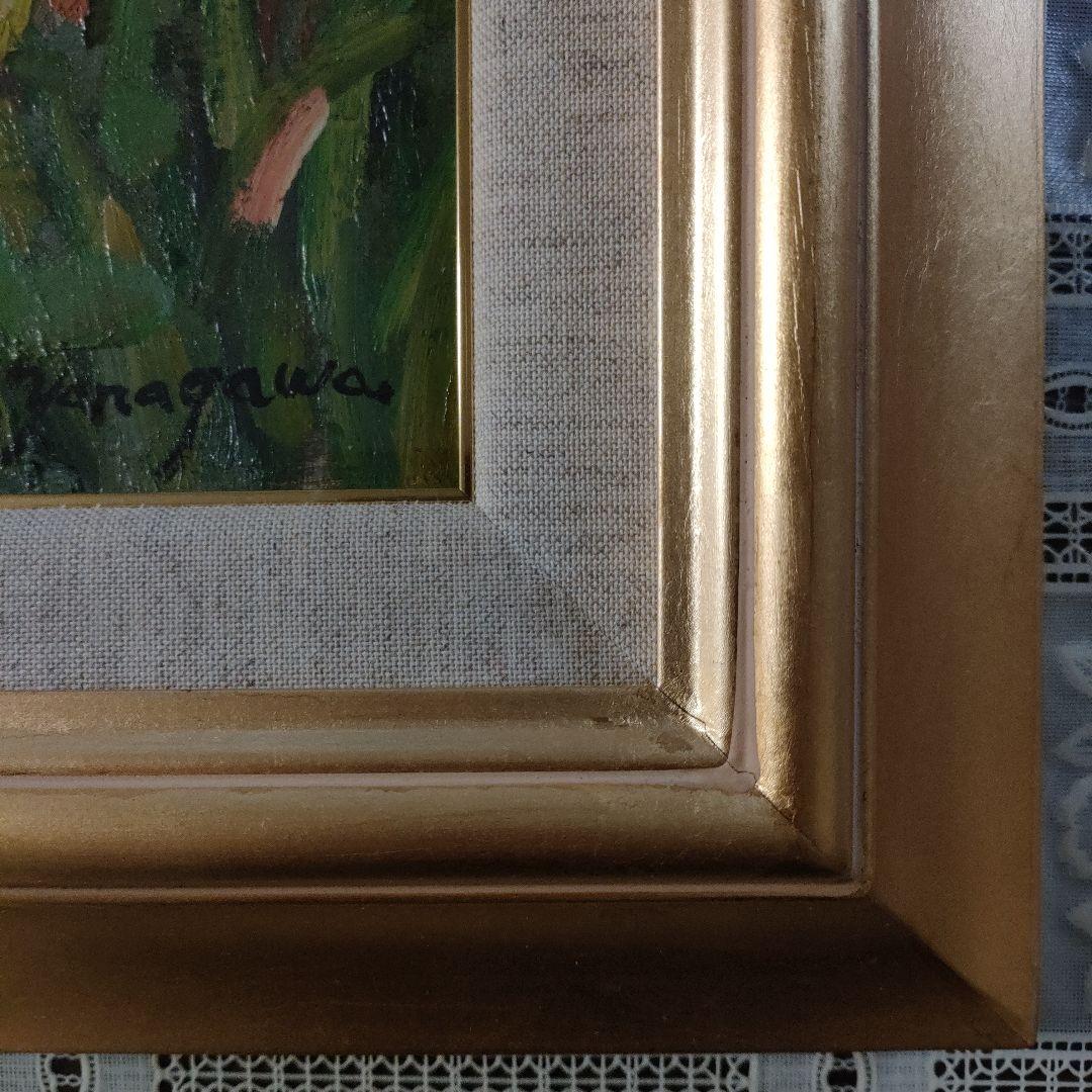 柳川喜八郎　油彩画　F6号『夏の山頂』、直筆サイン入、新品額装品