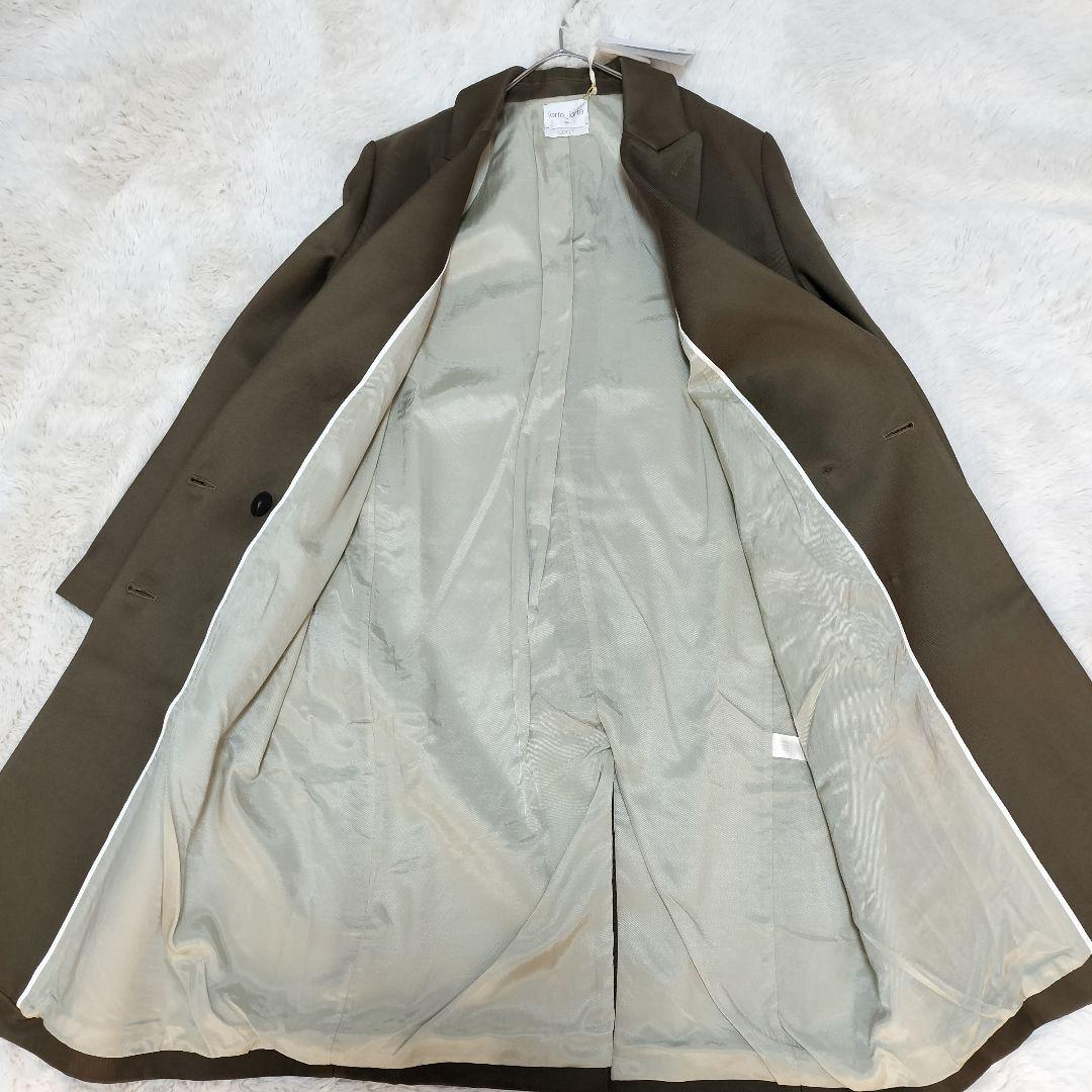 【新品タグ付】forte_forte ダブルブレストチェスターコート カーキ