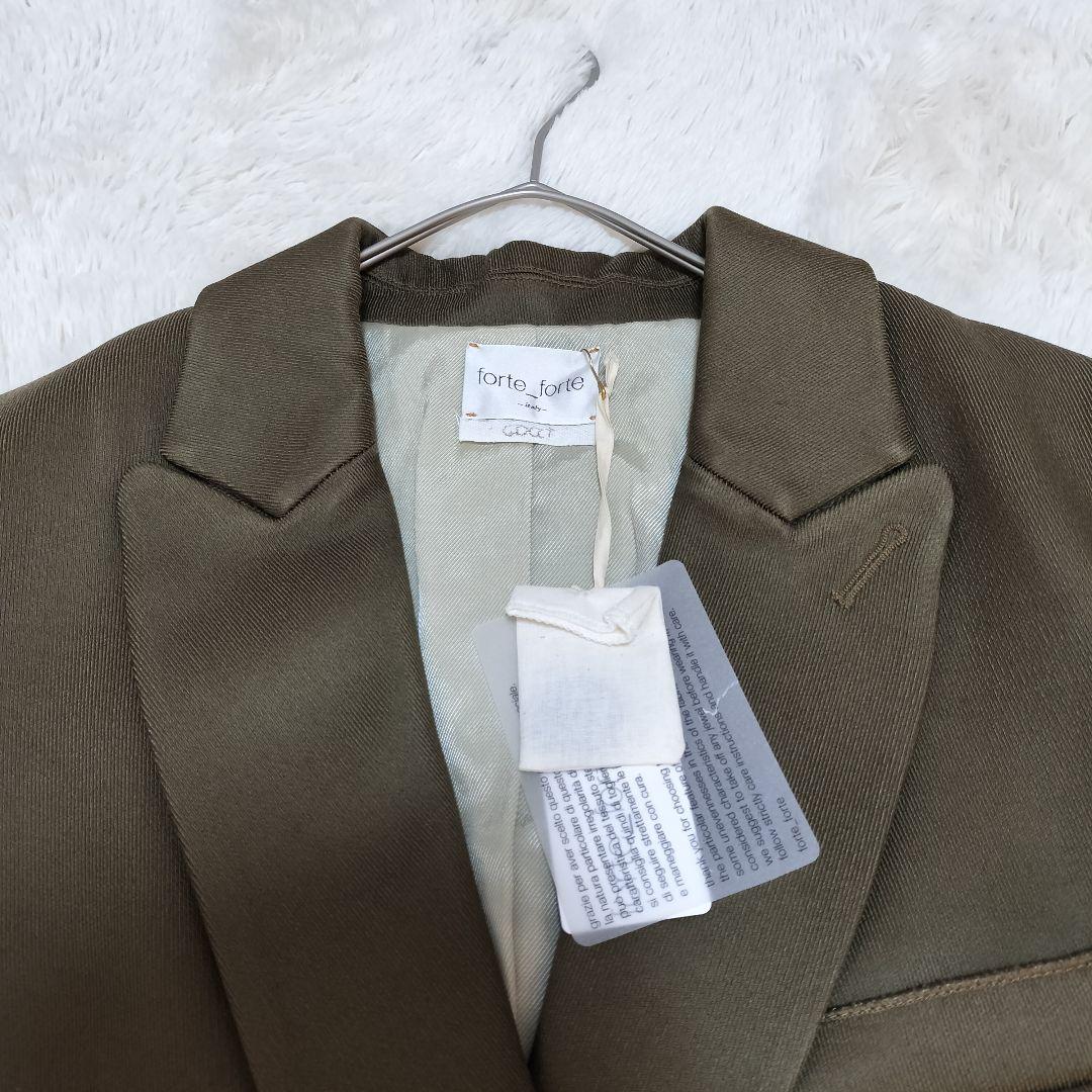 【新品タグ付】forte_forte ダブルブレストチェスターコート カーキ