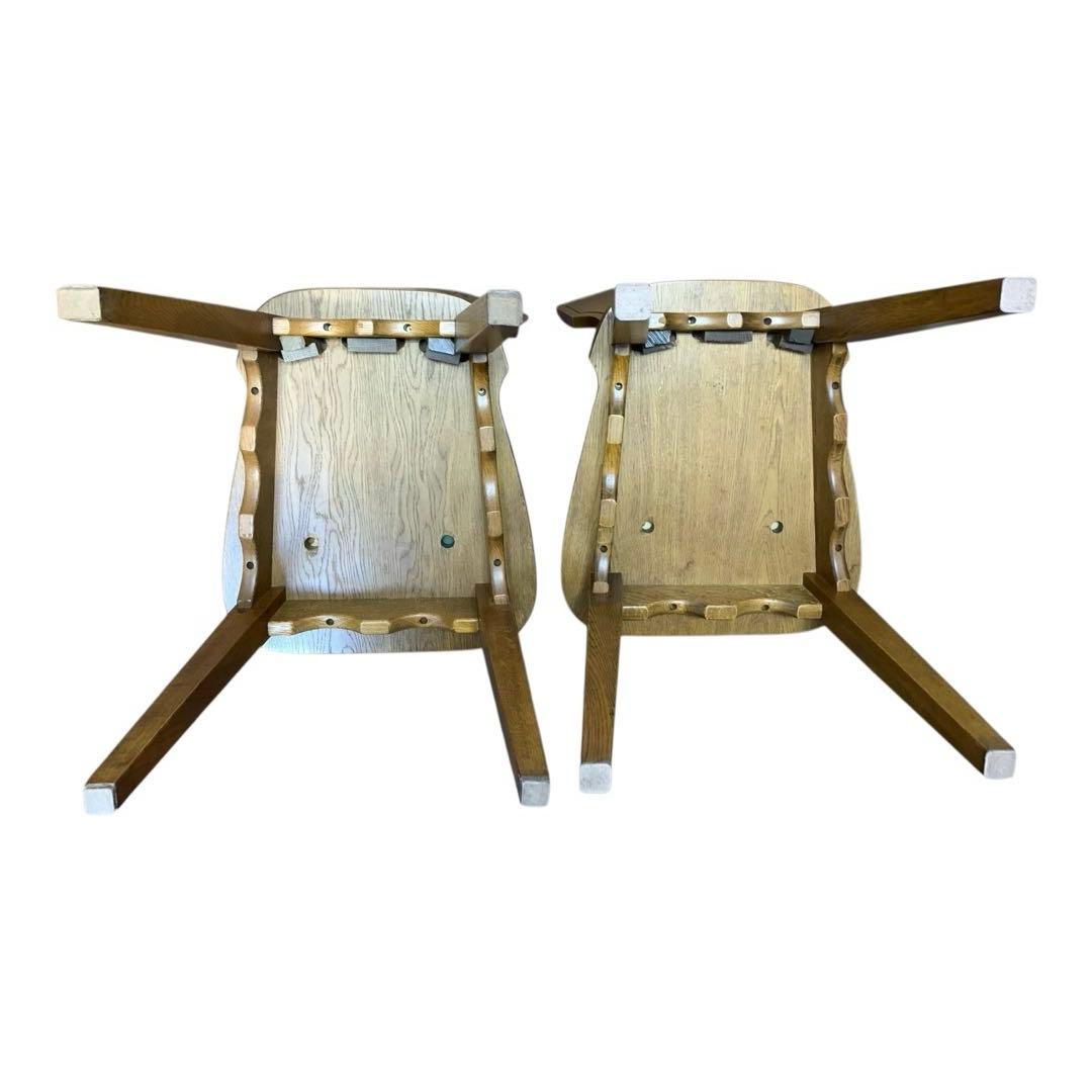 木製ハンドル付き　クラシック　ダイニングチェア　2脚セット　アンティーク