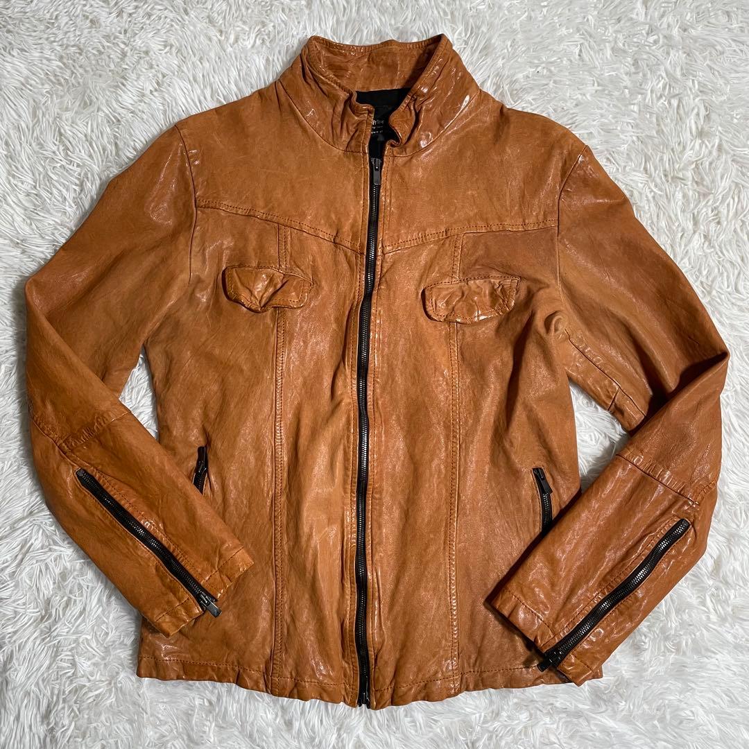 キャシージェーン ラムレザージャケット ウォッシュド加工