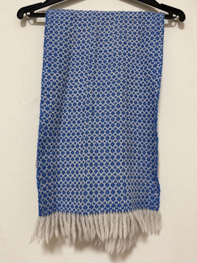 オッタエーカル　八重樫　茂子　手織りマフラー　青　白　マフラー　手織り