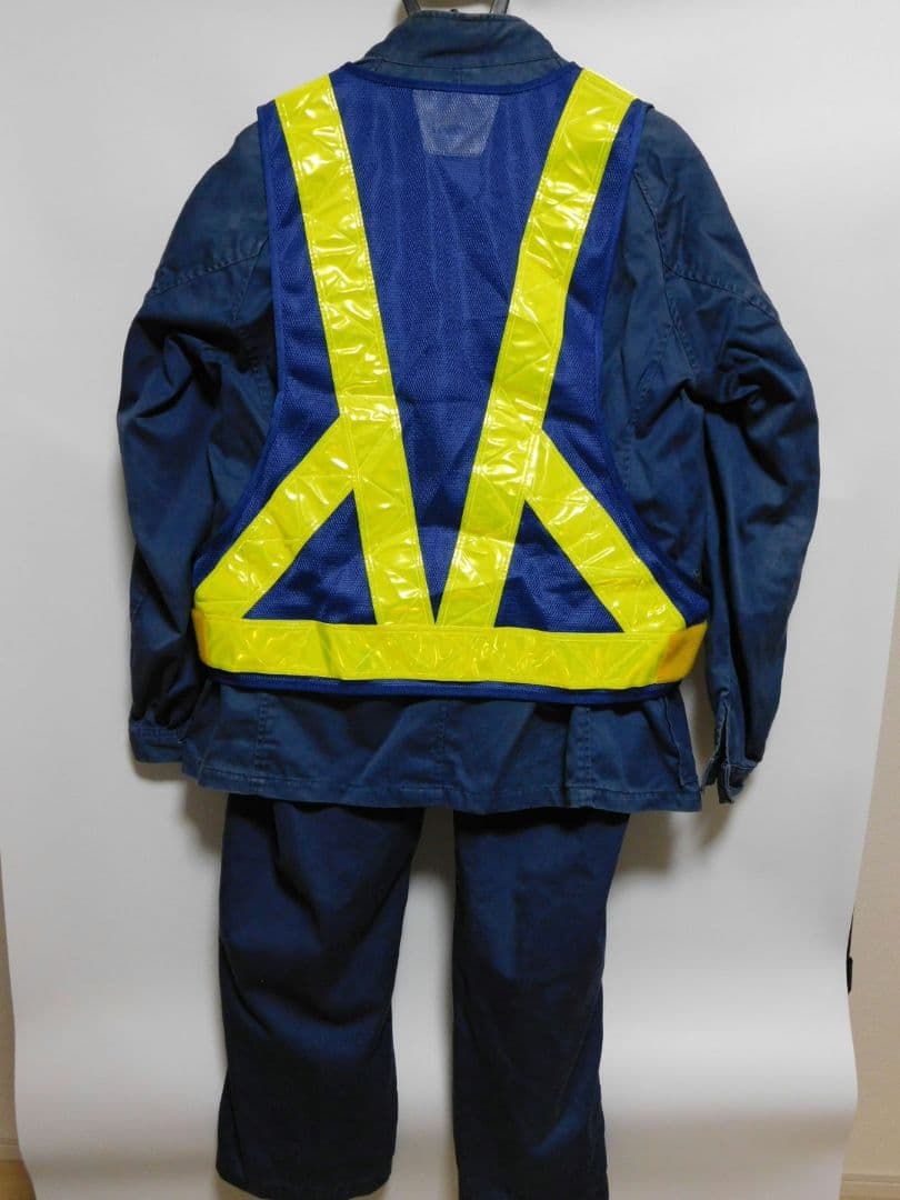 日本国有鉄道　旧国鉄作業服上下　＆　セーフティ安全反射ベスト　西条駅