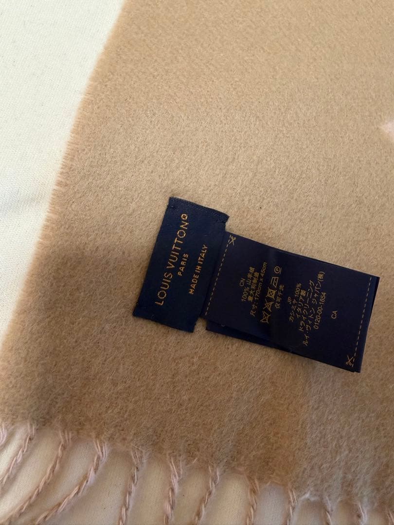 【美品】ルイヴィトン　マフラー・レイキャビック　カシミヤ　ピンク　ベージュ