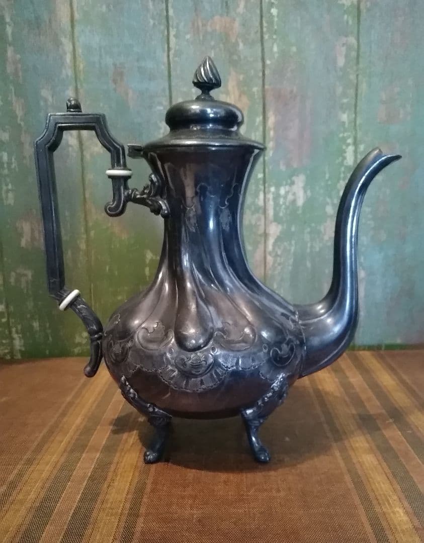 フランスアンティークシルバーコーヒーポットティーポットアール・ヌーヴォーロココ