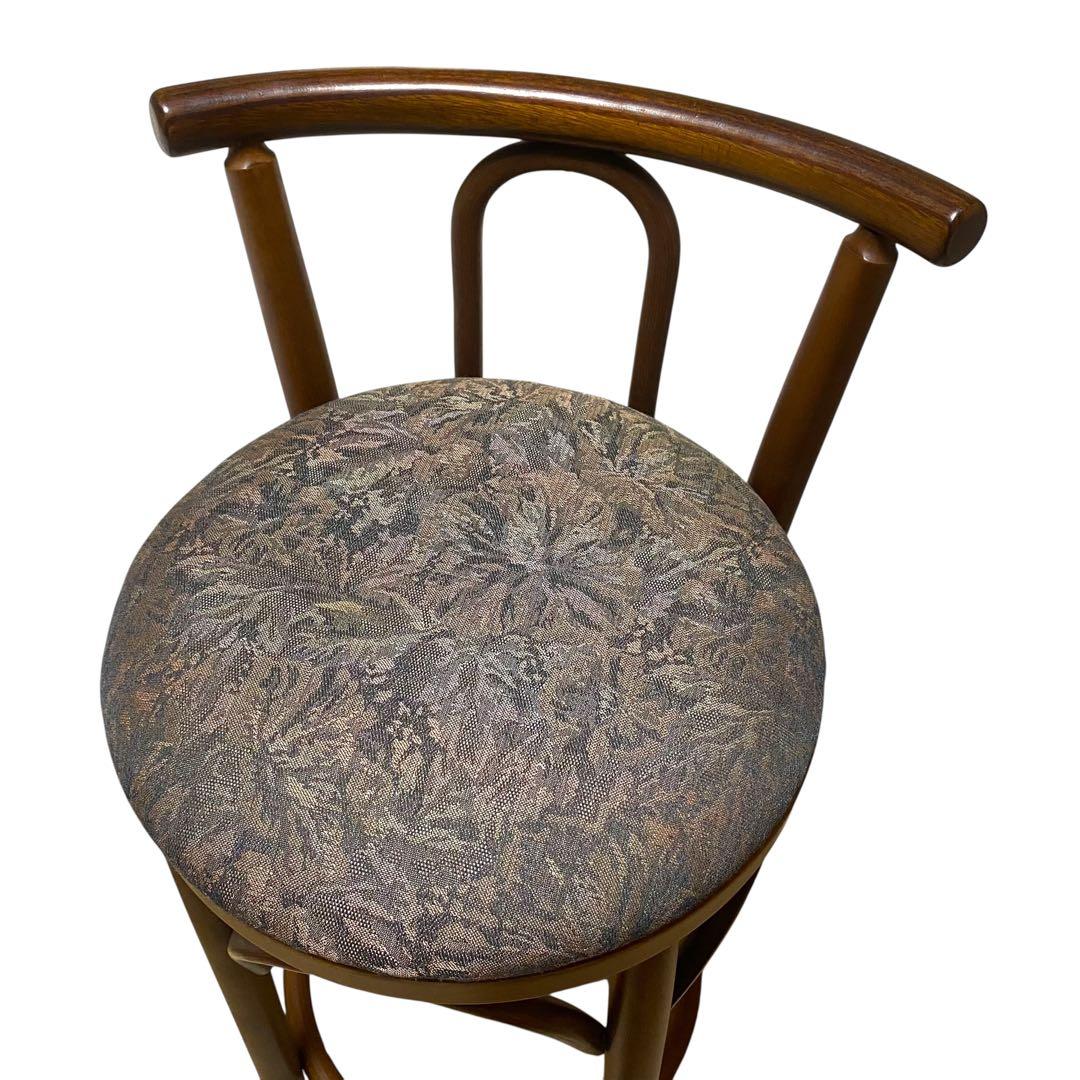 木製 カウンターチェア ハイバースツール 曲木デザイン クッション座面 ②