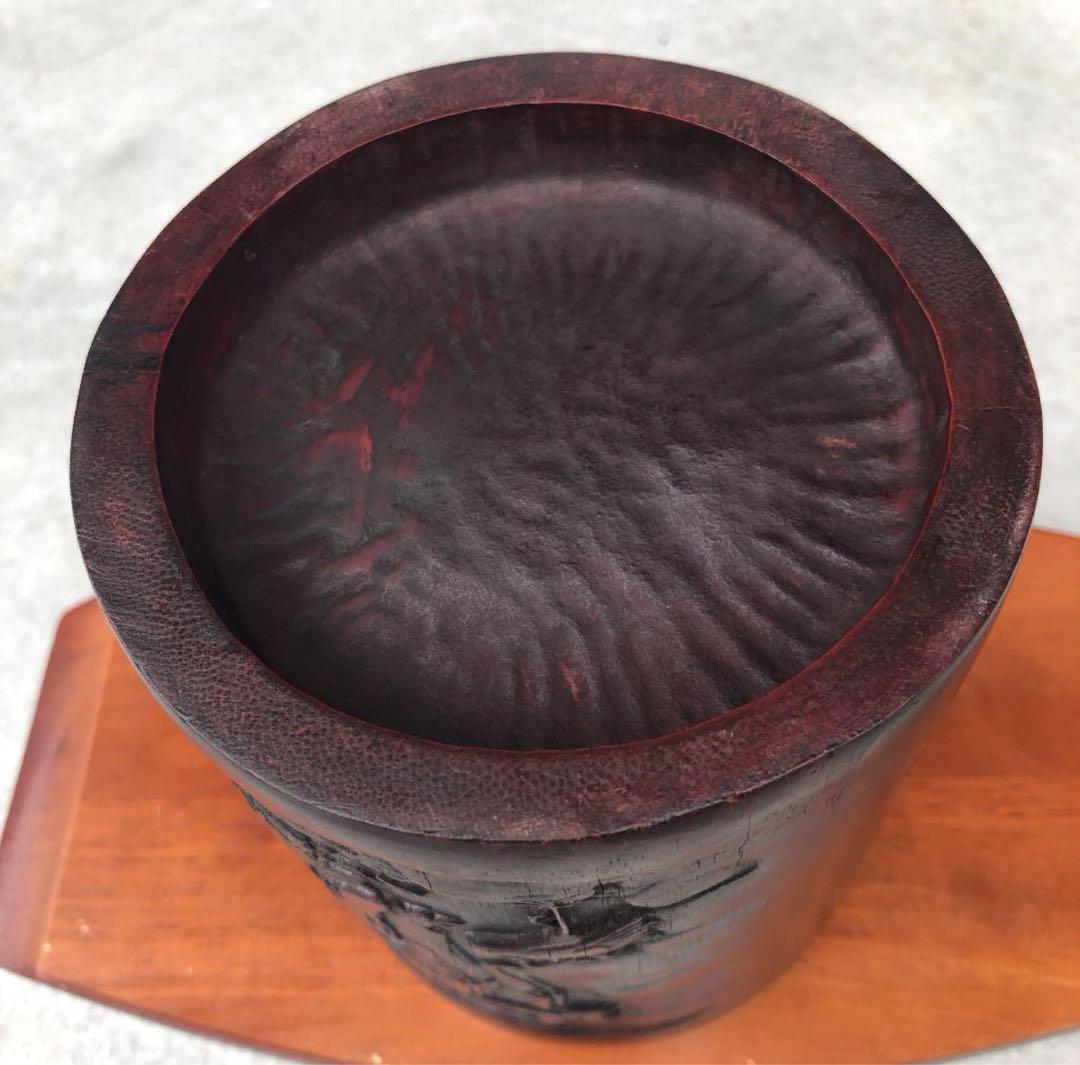 清時代　文房具 竹彫筆入 骨董品 美術品