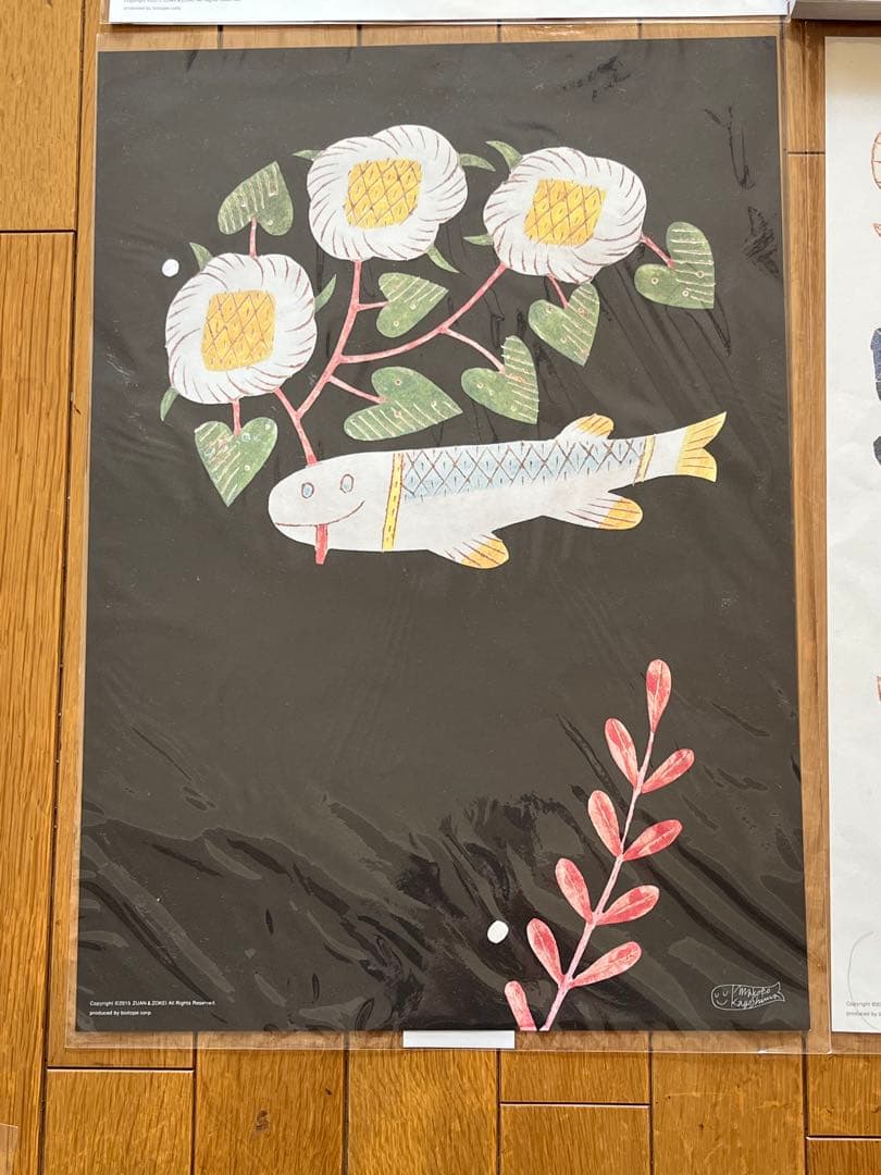 鹿児島睦　図案シリーズ　ZUAN&ZOKEI ポスター4種と額