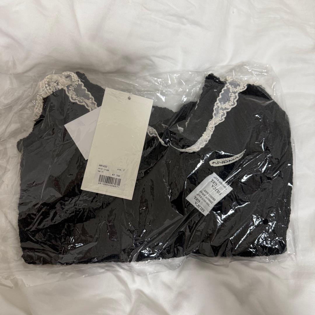 トップス ANDMARY Cotton ribbon tank black