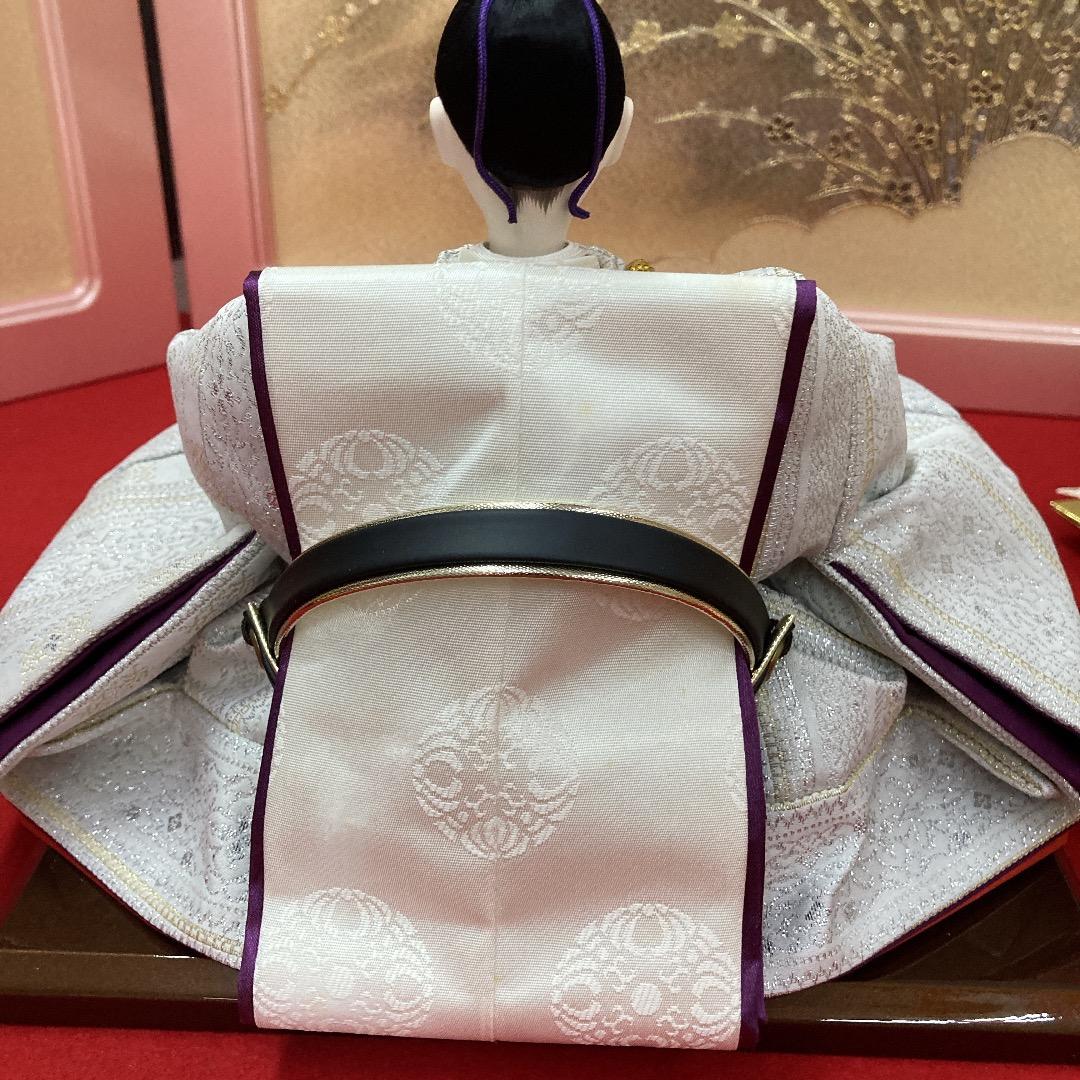 F15 シルバー・金色衣装　優しいお顔のお雛様　訳あり特価　親王飾り