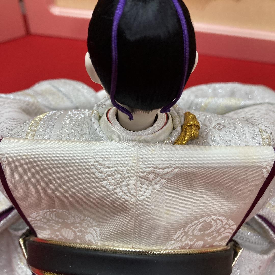 F15 シルバー・金色衣装　優しいお顔のお雛様　訳あり特価　親王飾り