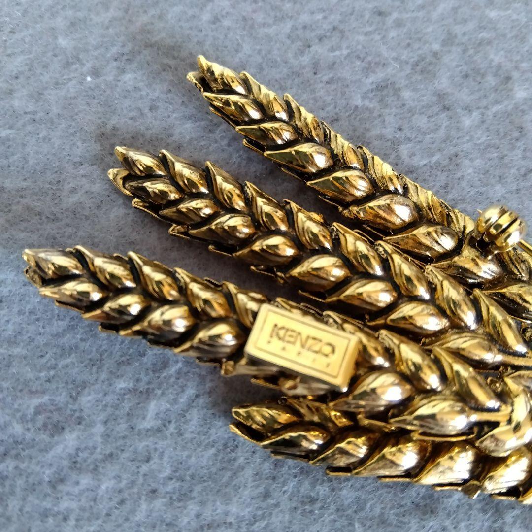 【未使用】KENZO　小麦の穂 ４本のブローチ ゴールド
