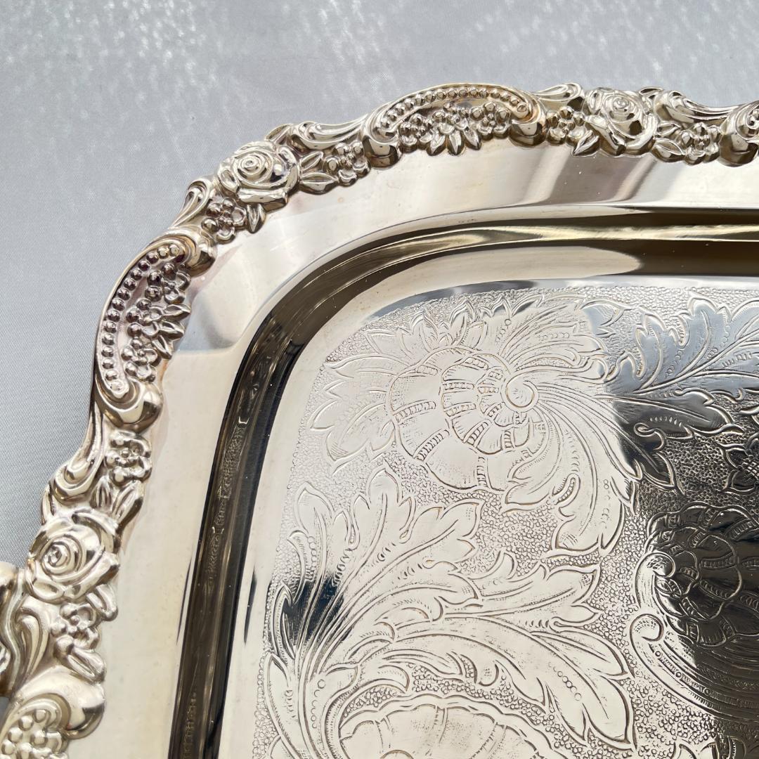 【ONEIDA】ギャラリートレー【シルバープレート】61cm ハンドル 大型