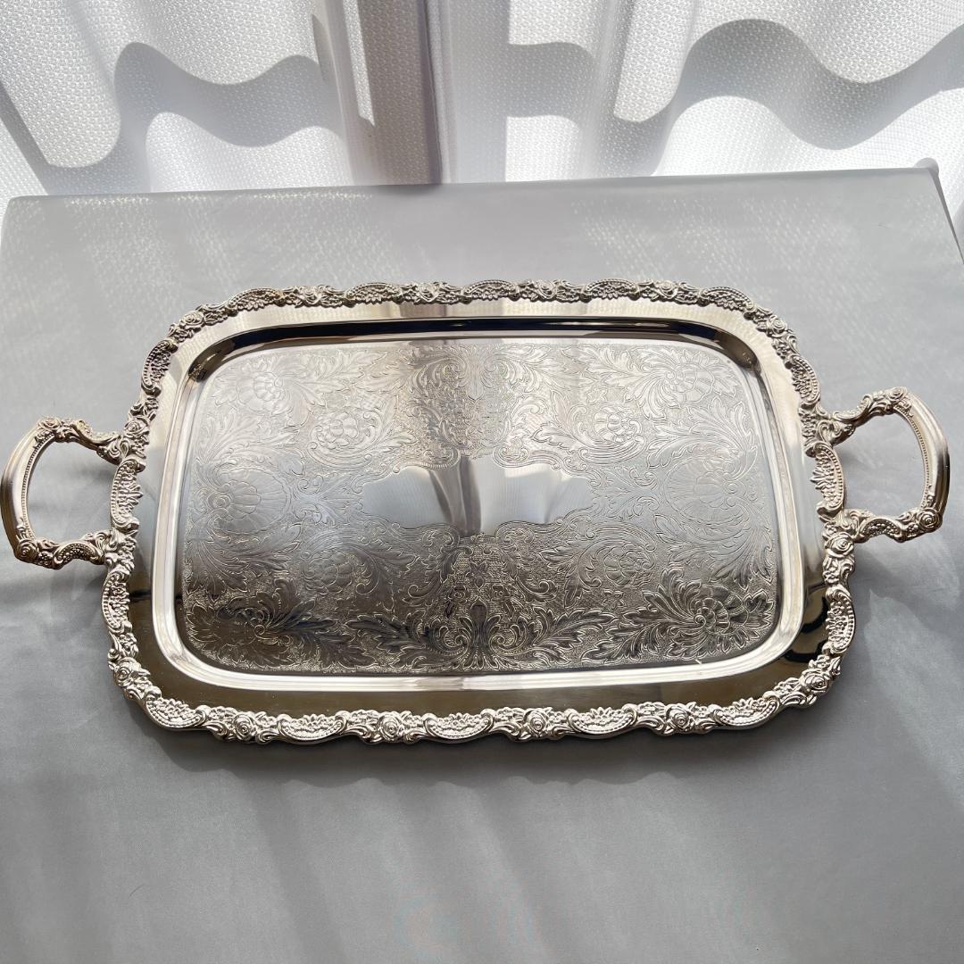 【ONEIDA】ギャラリートレー【シルバープレート】61cm ハンドル 大型