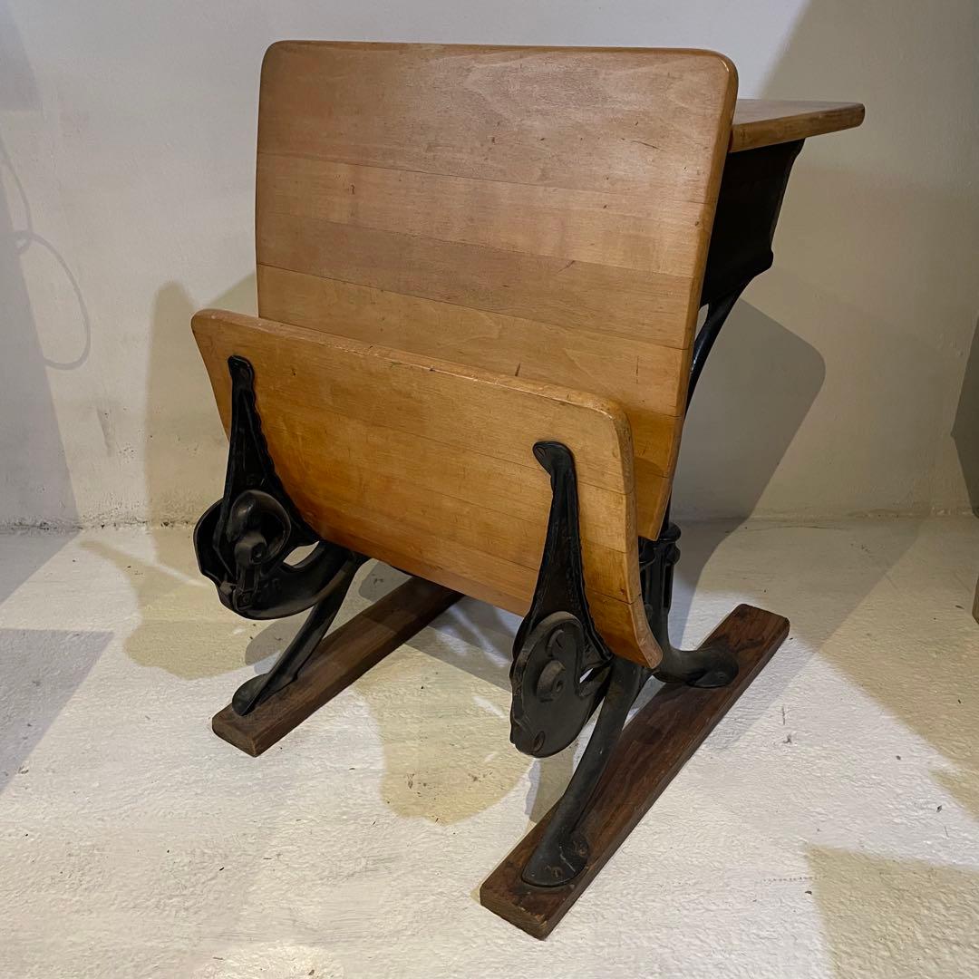 アメリカンヴィンテージスクールデスク&チェア 木製アイアン椅子家具什器インテリア