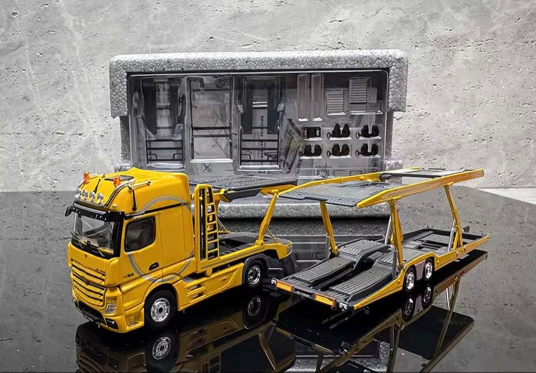 1:64 メルセデス・アクトロス ダブルデッキ輸送トレーラー 合金ローラーモデル