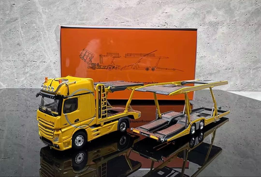1:64 メルセデス・アクトロス ダブルデッキ輸送トレーラー 合金ローラーモデル