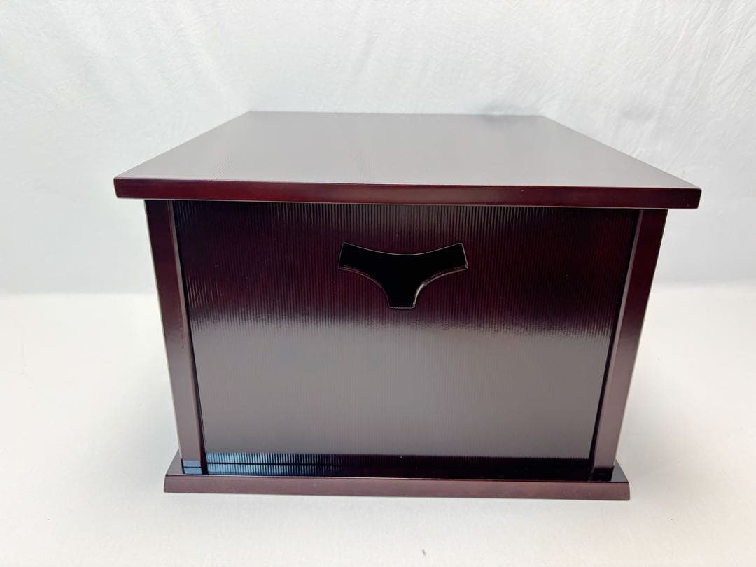 ほぼ未使用 茶道具 小袋棚 表千家 即中斎好写 銀摘み 溜塗 糸目 組立式 紙箱