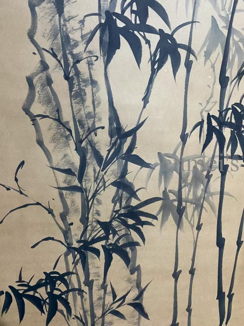 中国古美術 清代 鄭板橋款 墨竹画 掛軸 宣紙 唐物 書画 水墨画 竹の絵