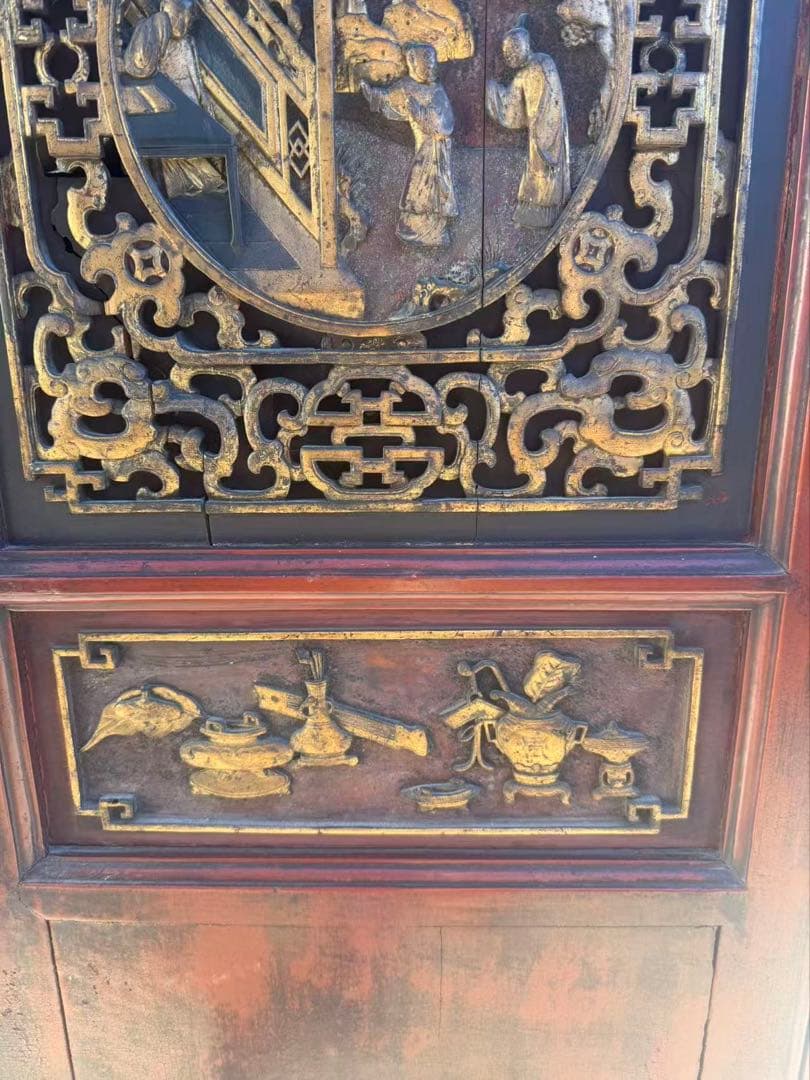 中国　清時代末期〜民国期　箪笥　漆金彫　福建省　アンティーク家具251215